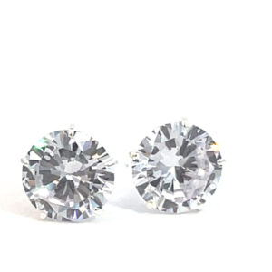 Broquel de plata Sin bisel con piedra redonda blanca 9mm