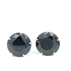 Broquel de plata Sin bisel con piedra redonda negra 9mm