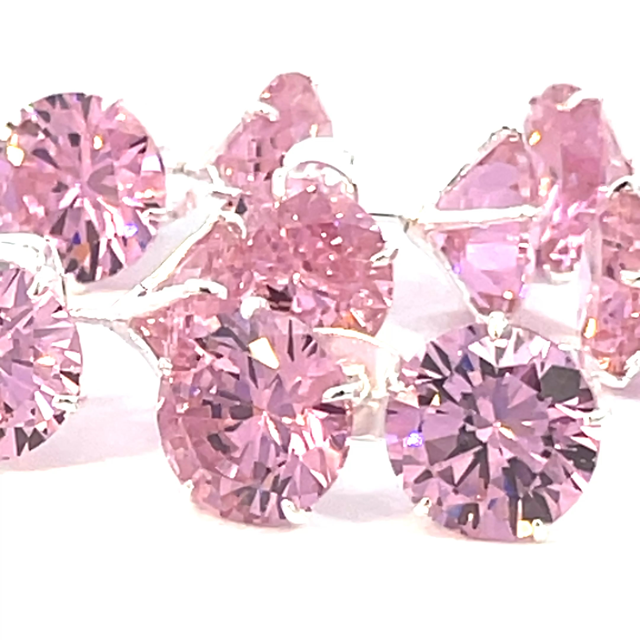 Broquel de plata Sin bisel con piedra redonda rosa 9mm - Imagen 6