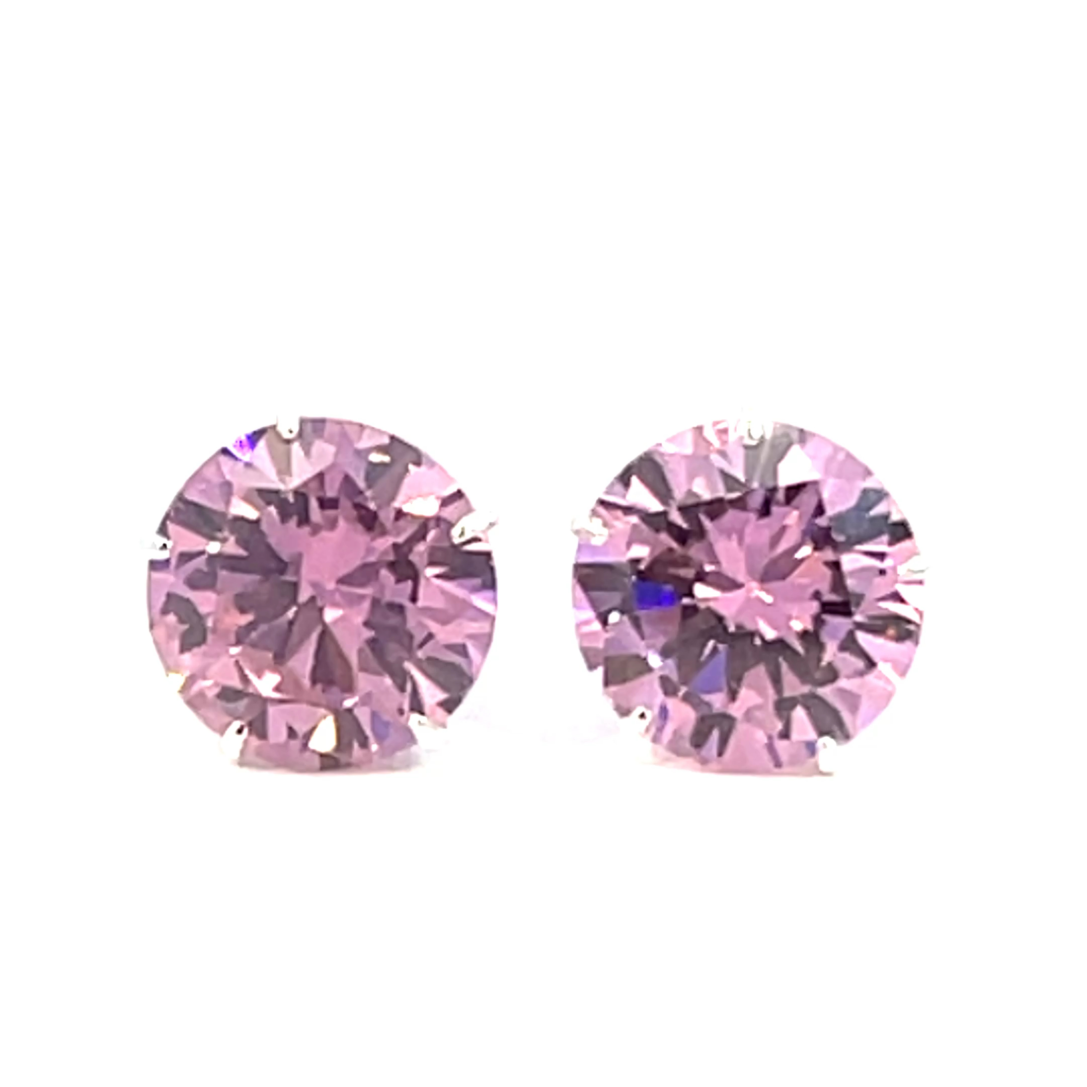 Broquel de plata Sin bisel con piedra redonda rosa 9mm