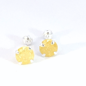 Broquel de plata con piedra congelada redonda amarilla 6mm