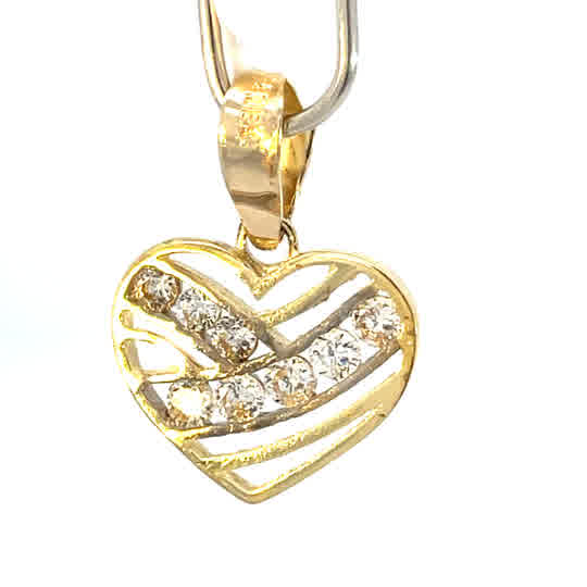 Dije de oro 10k Corazón calado con piedras - Imagen 2