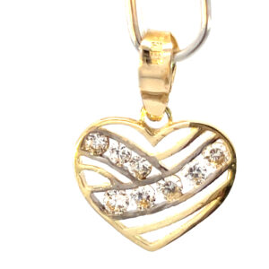 Dije de oro 10k Corazón calado con piedras