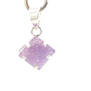 Dije de plata con piedra congelada cuadrada violeta 7mm