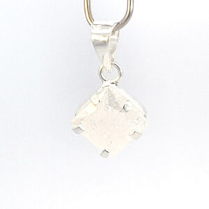 Dije de plata con piedra congelada cuadrada blanca 7mm