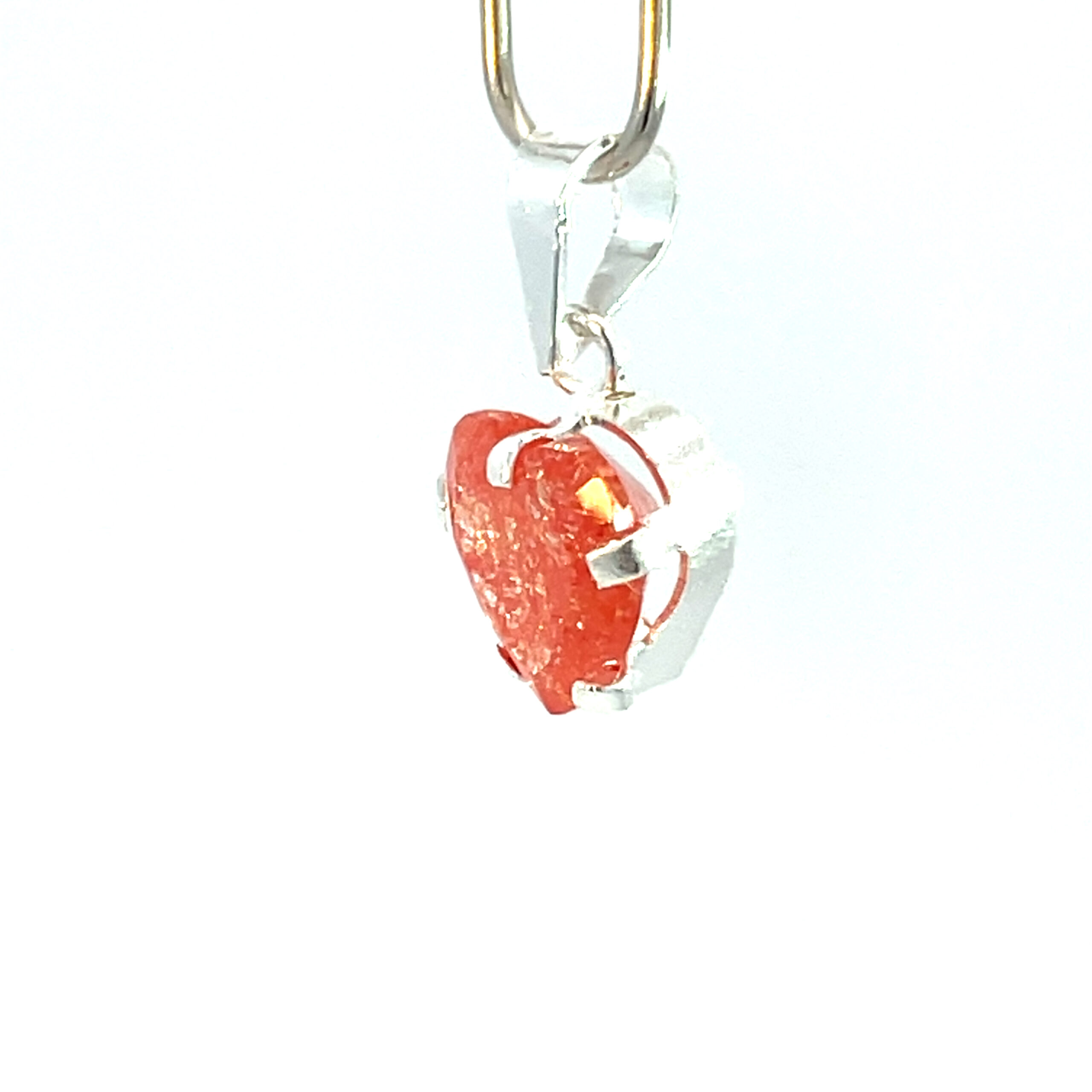 Dije de plata con piedra congelada corazón roja 8mm - Imagen 3