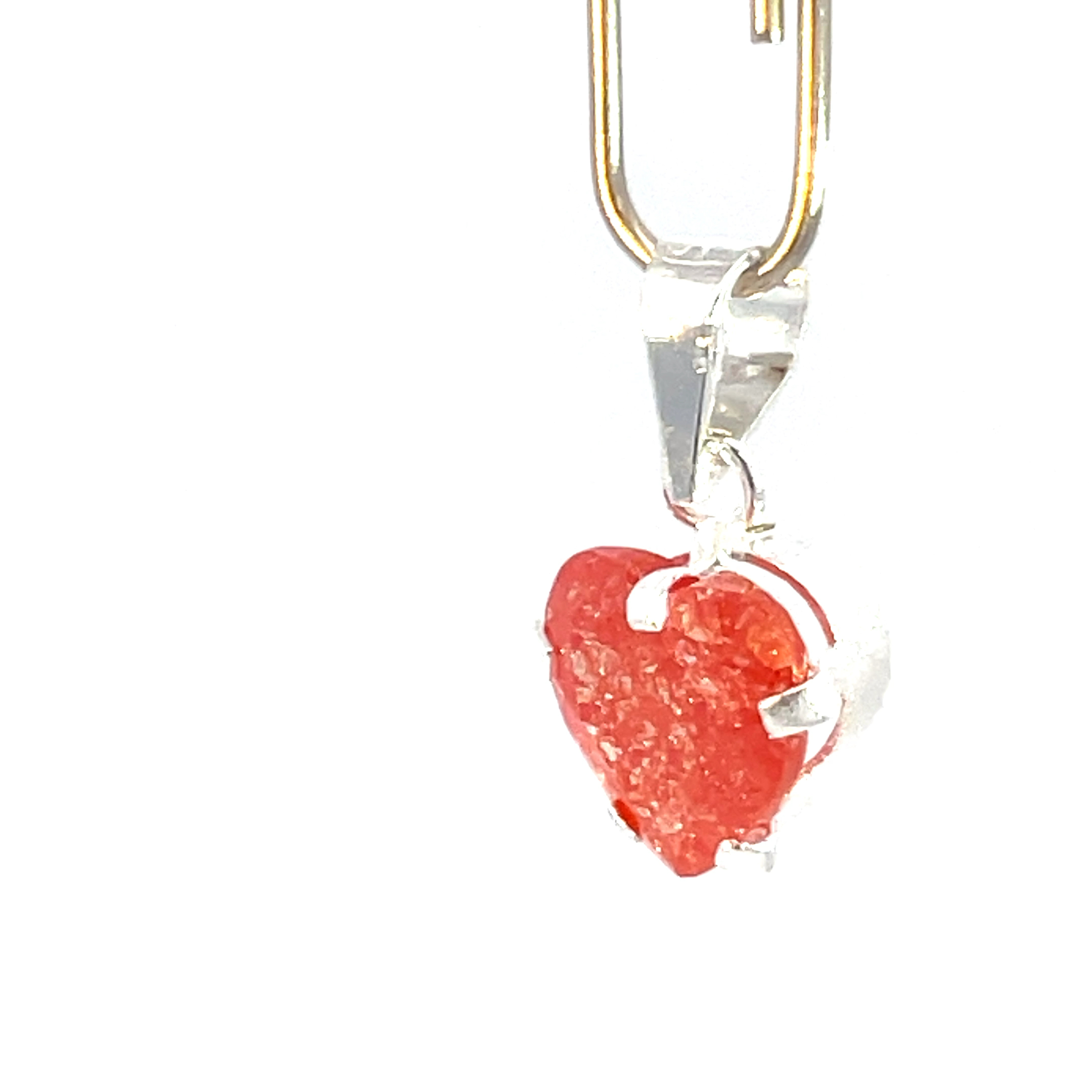 Dije de plata con piedra congelada corazón roja 8mm - Imagen 2