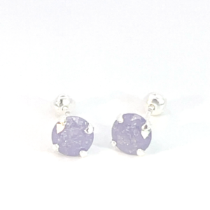 Broquel de plata con piedra congelada redonda violeta 5mm