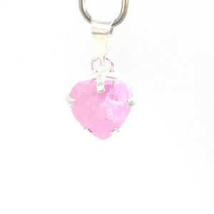 Dije de plata con piedra congelada corazón rosa 8mm