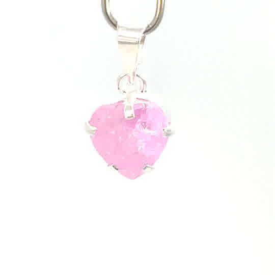 Dije de plata con piedra congelada corazón rosa 8mm