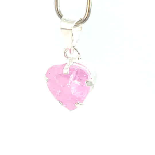 Dije de plata con piedra congelada corazón rosa 8mm - Imagen 2