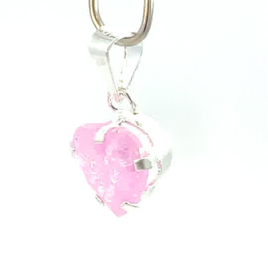 Dije de plata con piedra congelada corazón rosa 8mm - Imagen 3