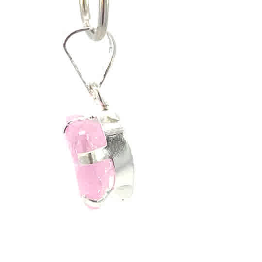 Dije de plata con piedra congelada corazón rosa 8mm - Imagen 4