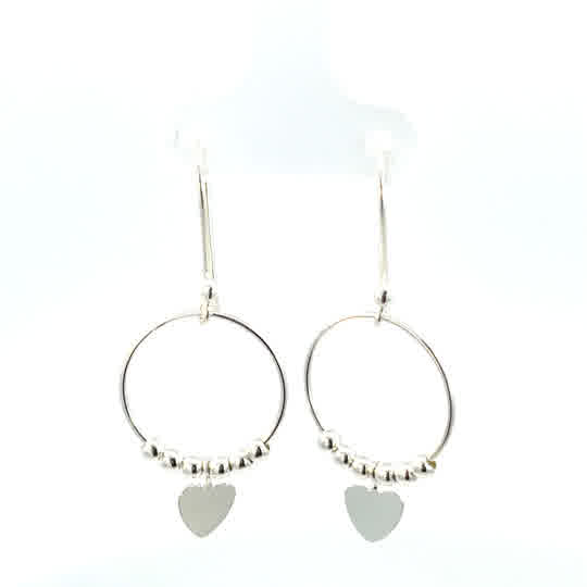 Aretes de plata Aros Corazón brillante