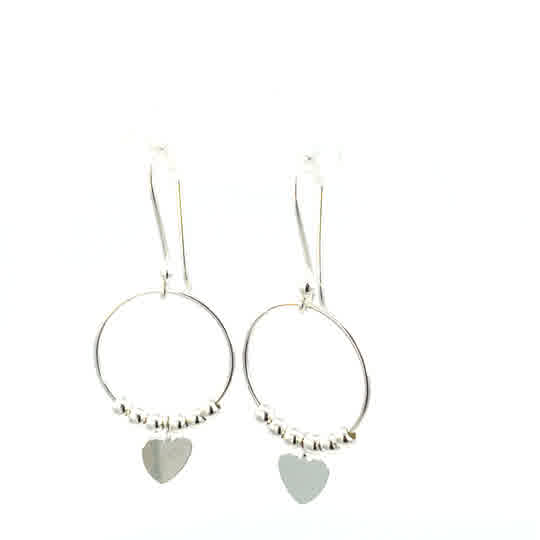 Aretes de plata Aros Corazón brillante - Imagen 2