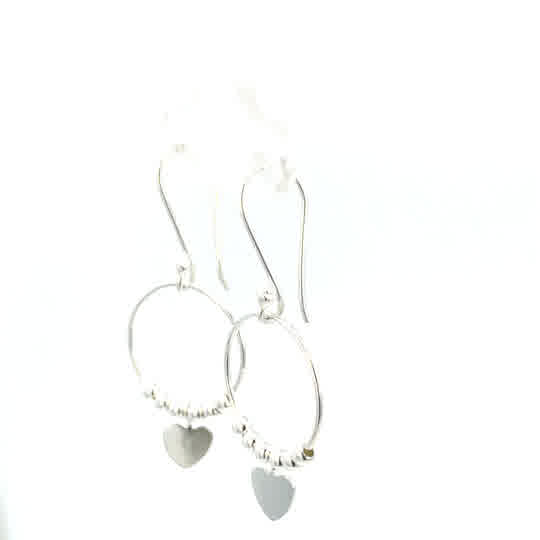 Aretes de plata Aros Corazón brillante - Imagen 3