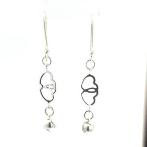 Aretes de plata Sonaja de plata Dúo de corazones