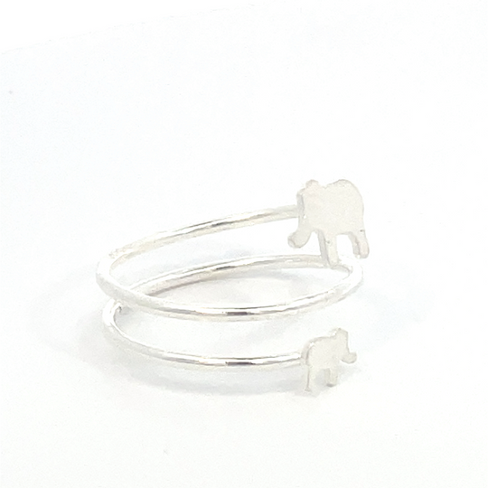 Anillo de plata Dúo de elefantes abierto - Imagen 3