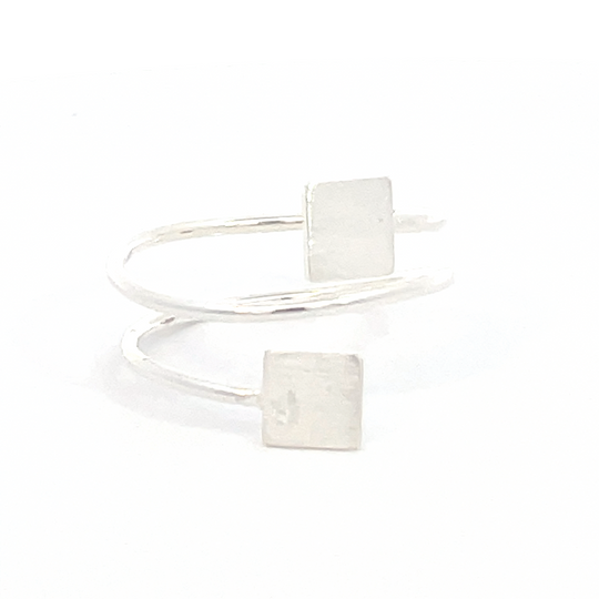 Anillo de plata Cuadros planos abierto