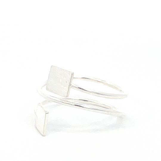 Anillo de plata Cuadros planos abierto - Imagen 2