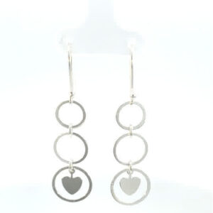 Aretes de plata Círculos de corazón