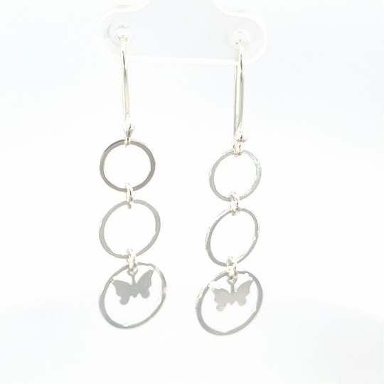 Aretes de plata Círculos de mariposa