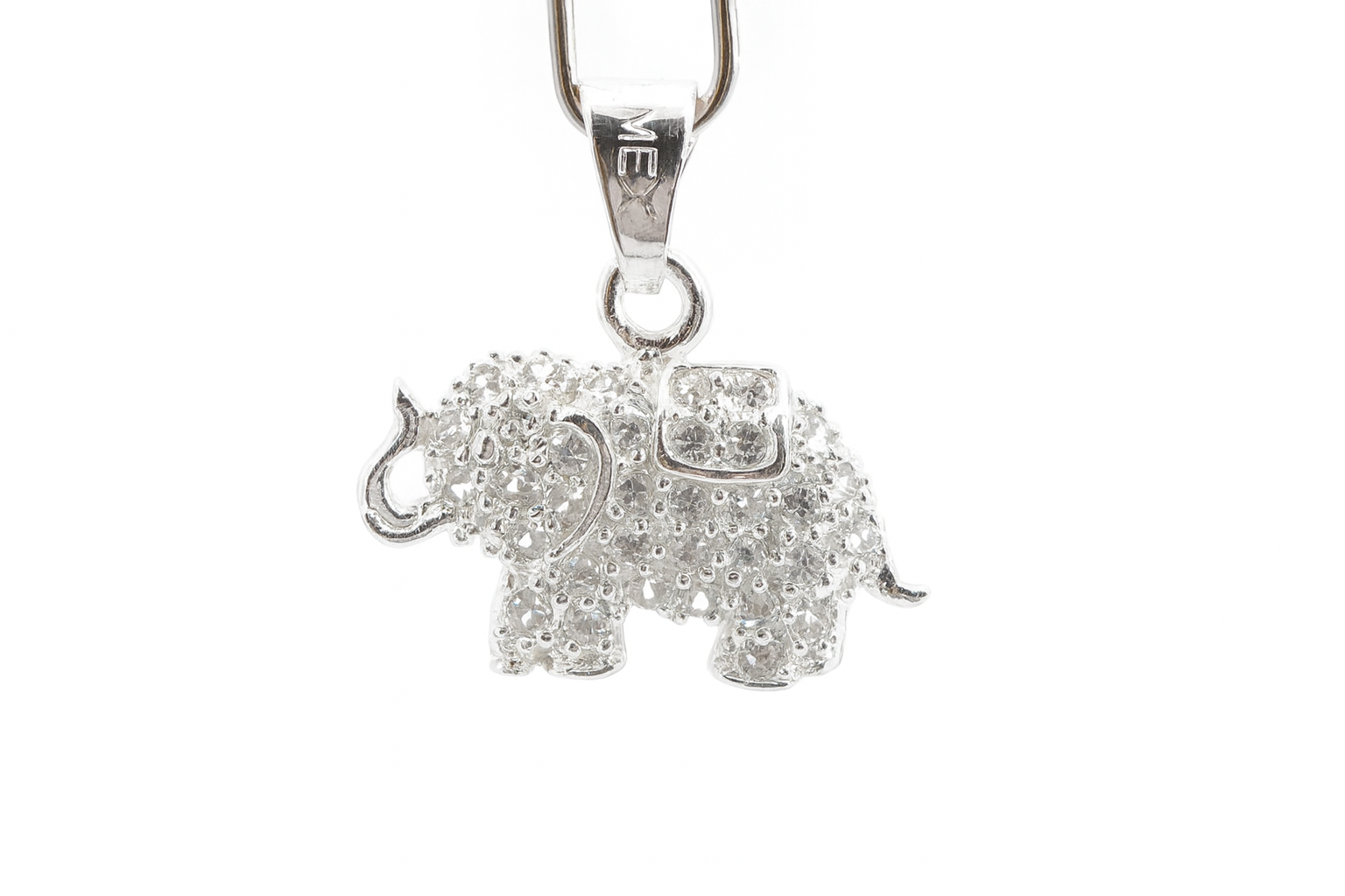 Dije plata .925 Elefante con piedras blancas - Imagen 2