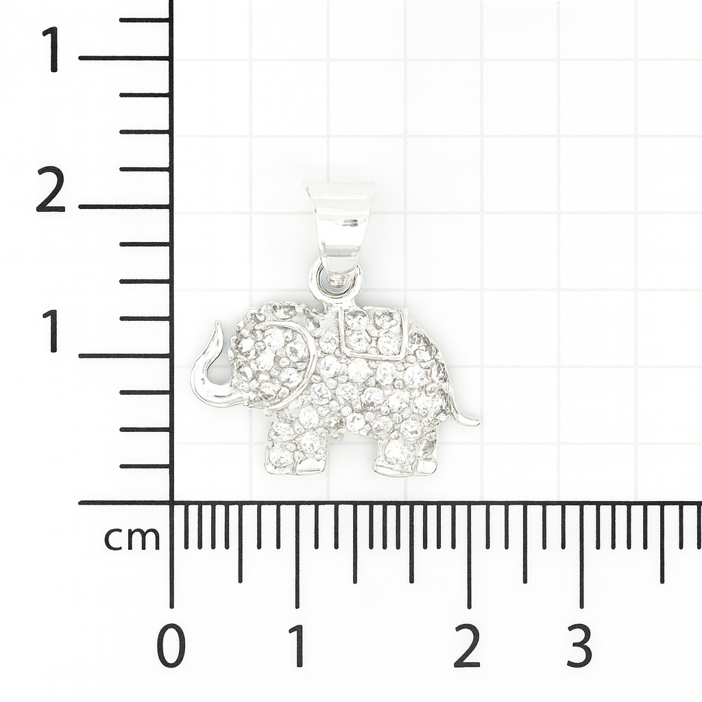 Dije plata .925 Elefante con piedras blancas - Imagen 3