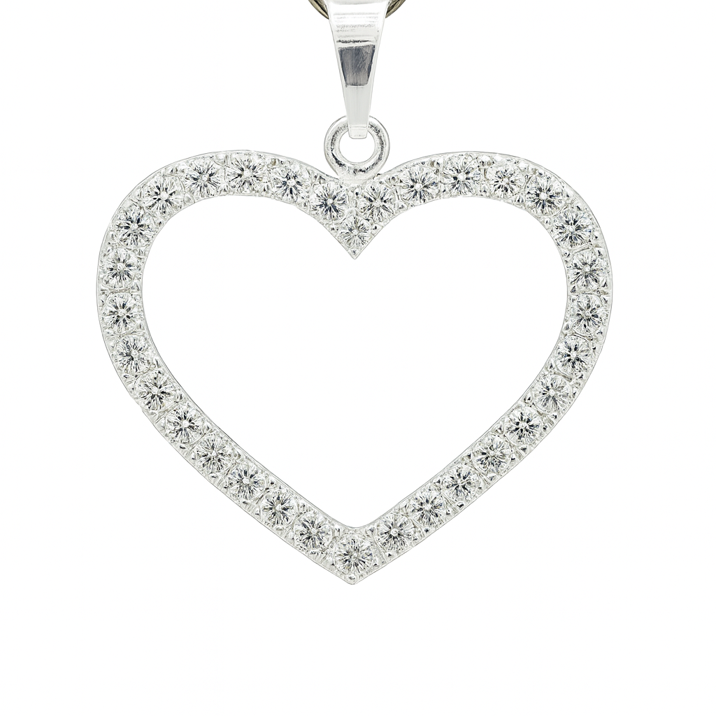 Dije plata .925 Corazón con piedras blancas