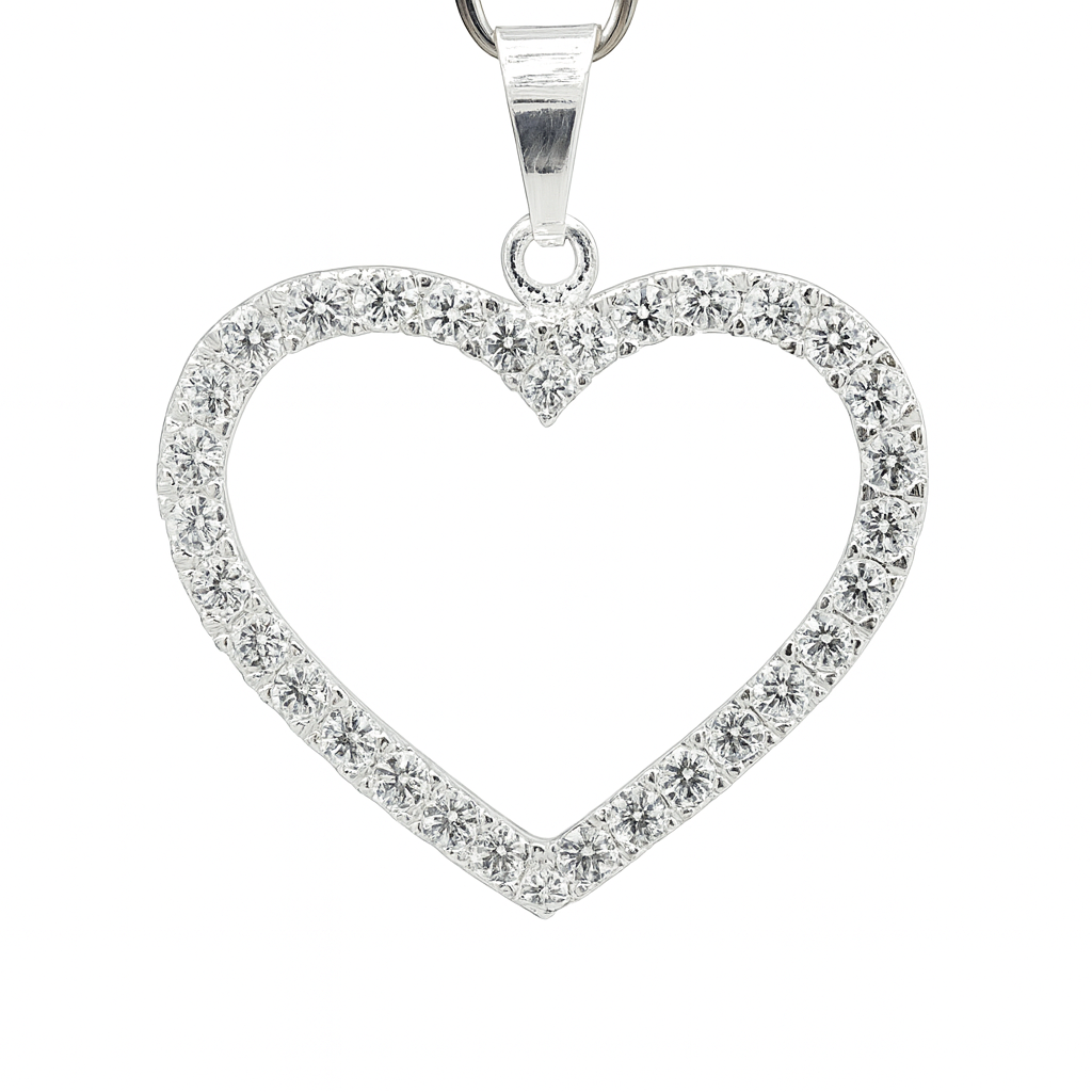 Dije plata .925 Corazón con piedras blancas - Imagen 3