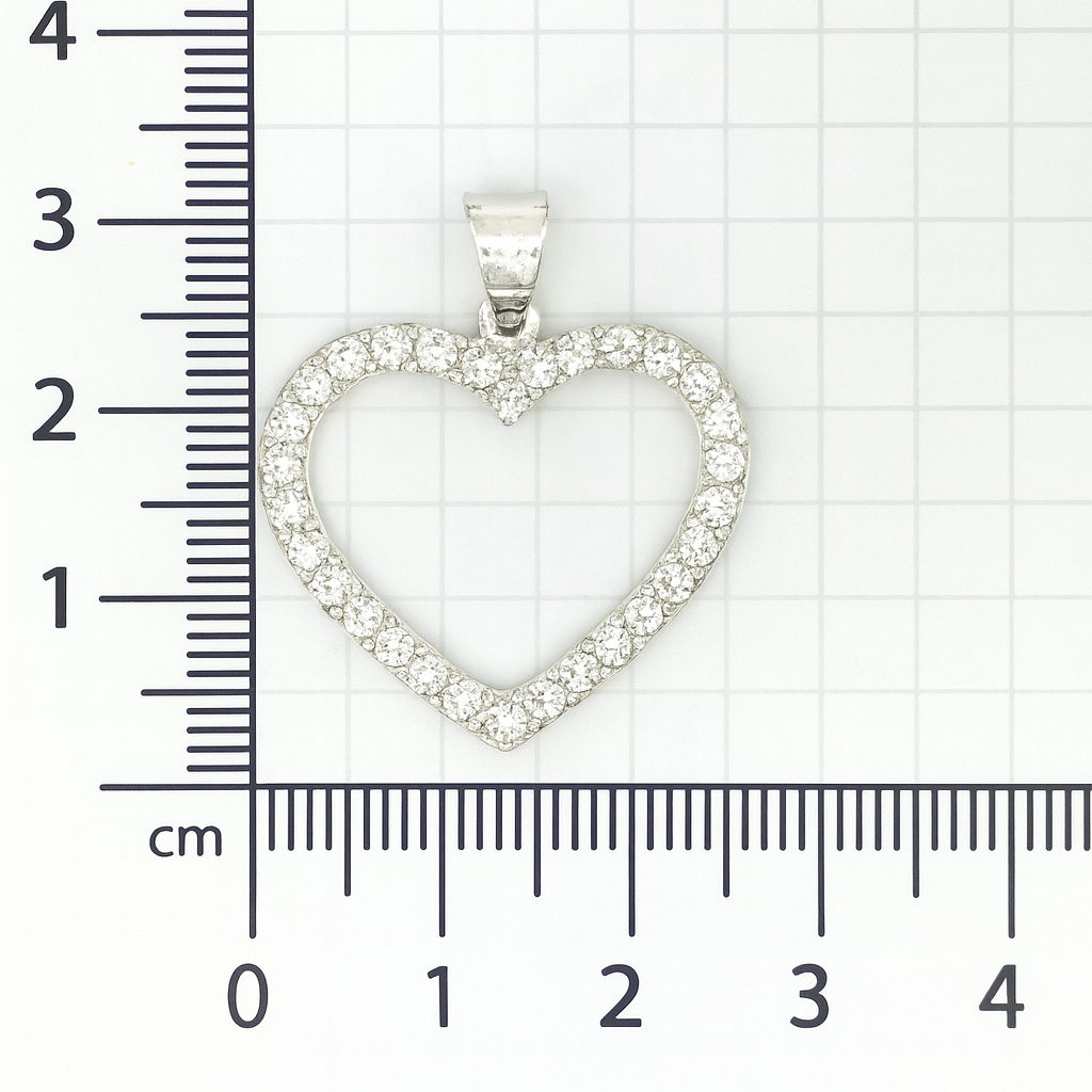 Dije plata .925 Corazón con piedras blancas - Imagen 2