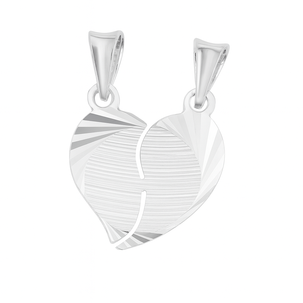 Dije plata .925 Corazón diamantado partido - Imagen 2