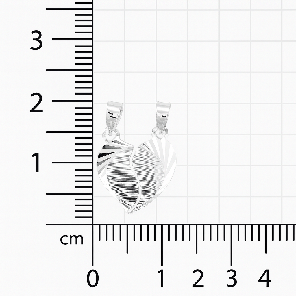 Dije plata .925 Corazón diamantado partido - Imagen 3